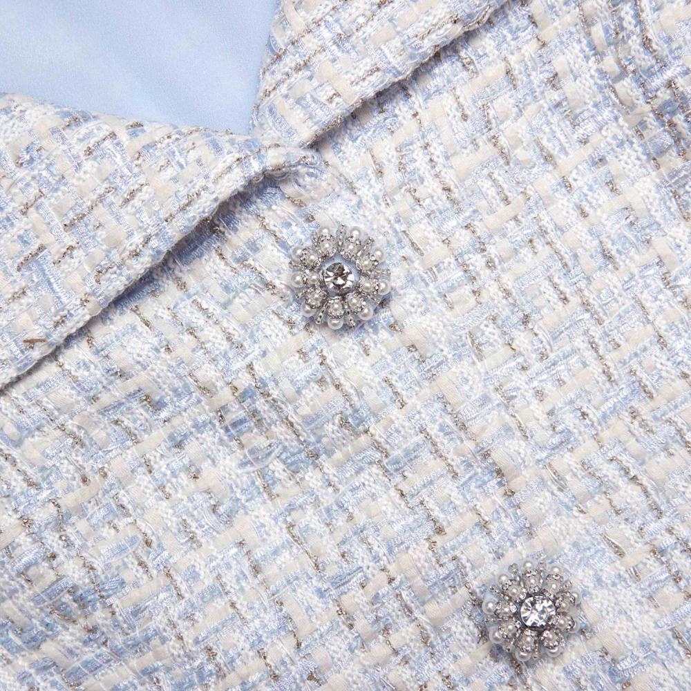 SP VIP PRICE Blue Boucle Midi Dress