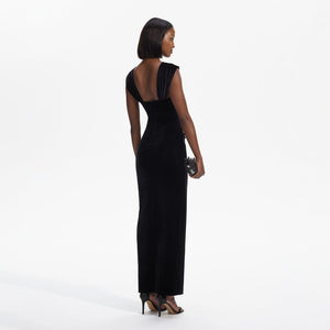 SELF PORTRAIT BLACK FRIDAY SALE Black Velvet Cut-Out Slit Maxi Dress