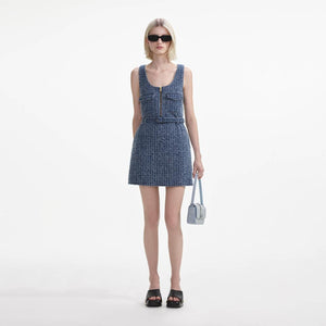 SELF PORTRAIT SS24 Textured Denim Mini Dress