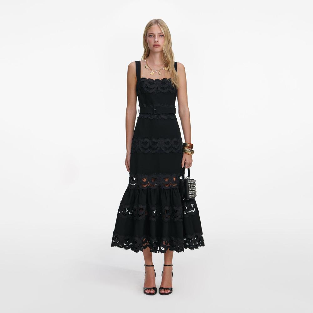 SP VIP PRICE Black Crepe Midi Dress