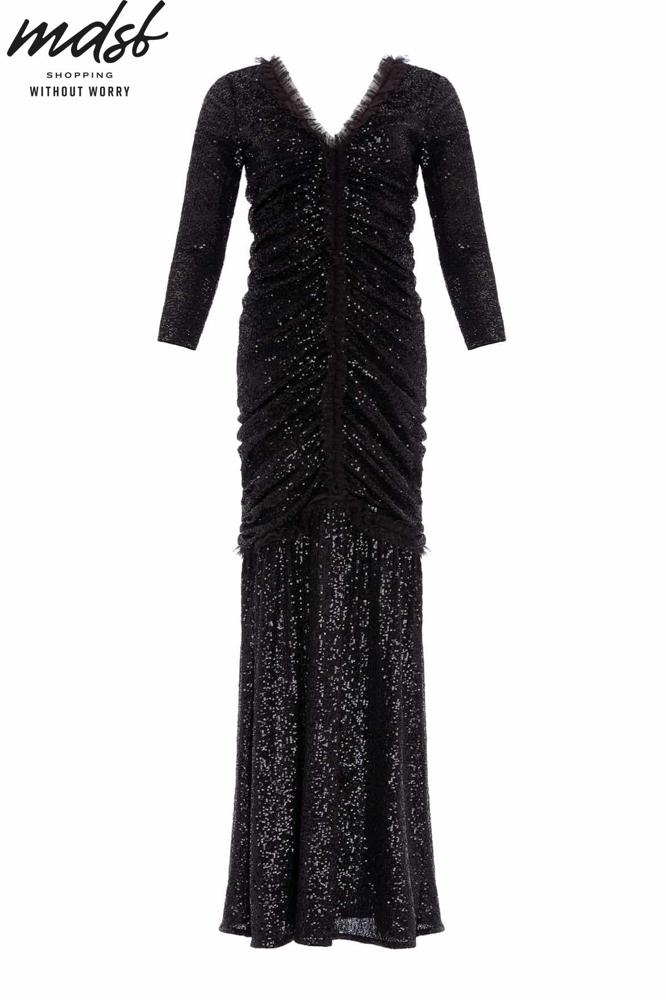 Needle & Thread CHRISTMAS SALE Starlight Long Sleeve Gown - black