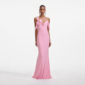 SELF PORTRAIT SS25 VIP PRICE Pink Georgette Flower Maxi Dress