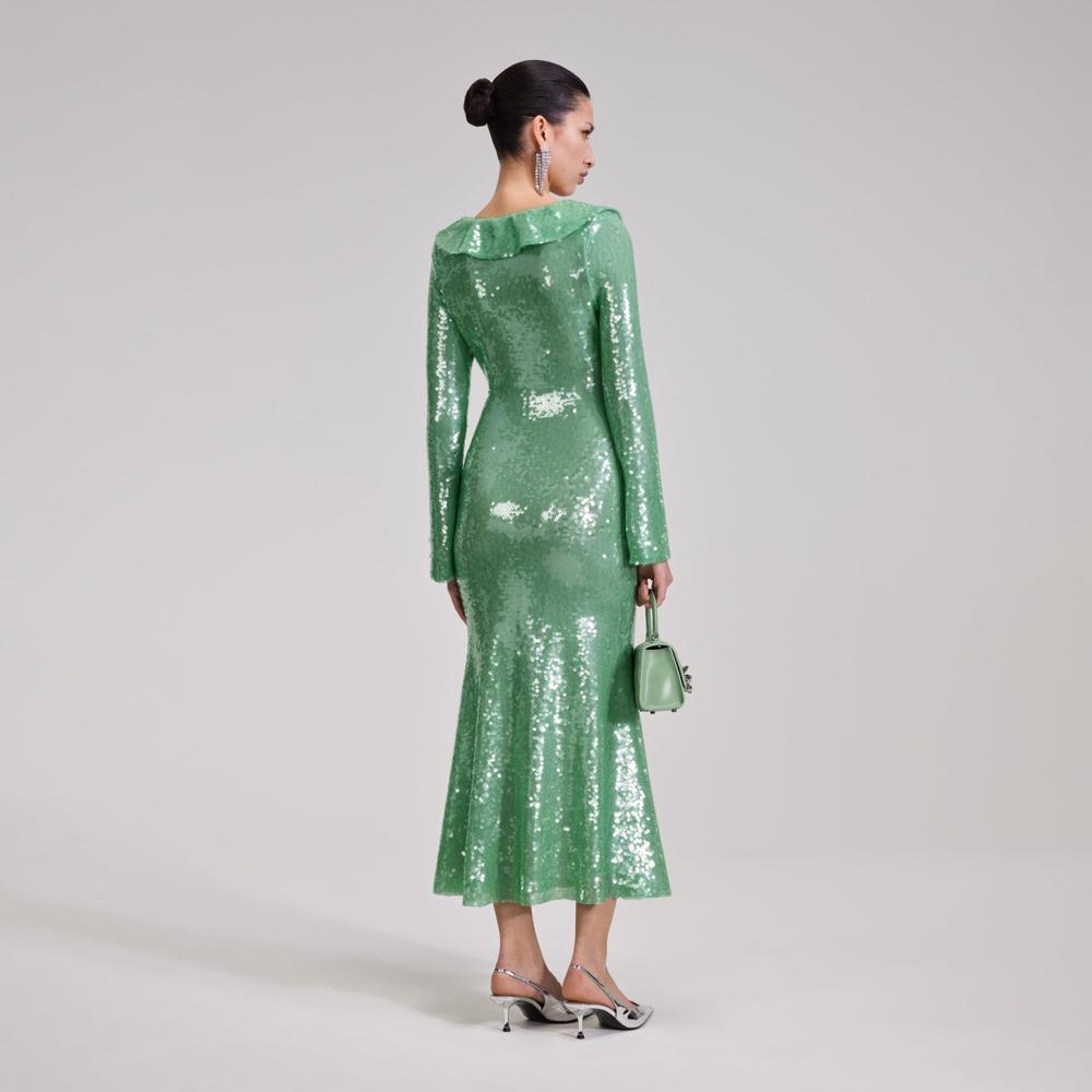 SELF PORTRAIT BLACK FRIDAY SALE Green Sequin Midi Dress