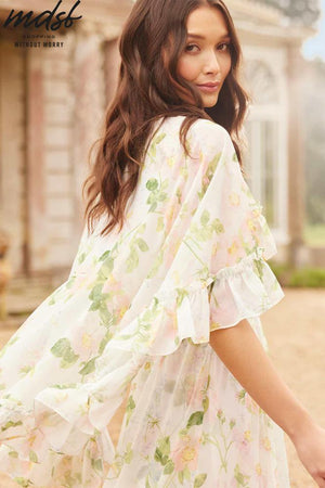 Needle & Thread PO and SALE Immortal Rose Harper Chiffon Cape Ankle Gown - multi