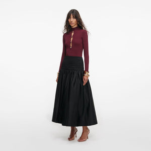 SP VIP PRICE Black Cotton Midi Skirt
