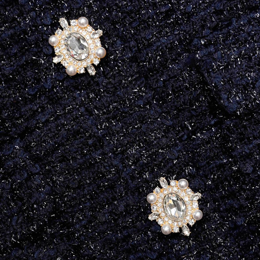 SP VIP PRICE Navy Metallic Boucle Midi Dress