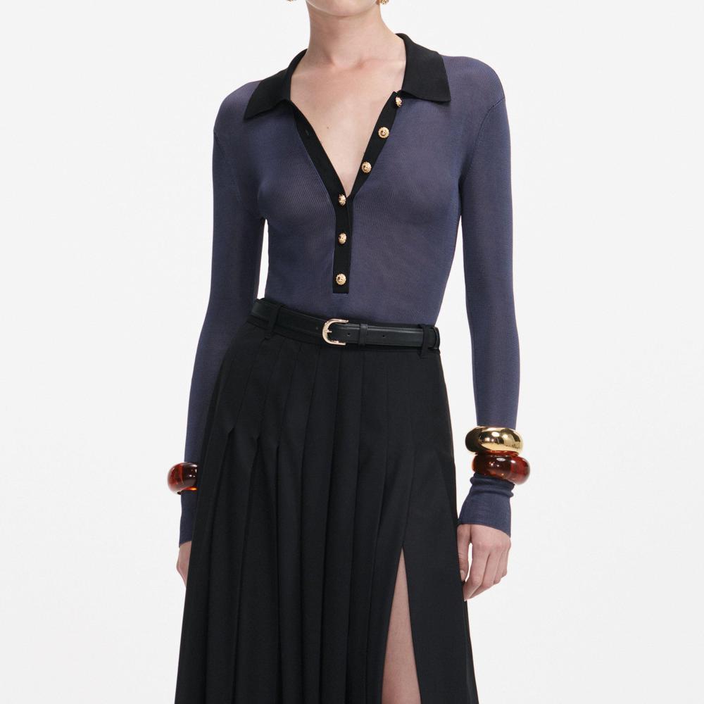 SP VIP PRICE Black Pleated Twill Maxi Skirt