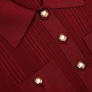 SP VIP PRICE Burgundy Ribbed Knit Midi Dress