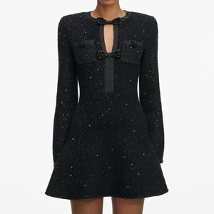 SP VIP PRICE Black Sequin Knit Mini Dress