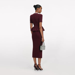 SP VIP PRICE Burgundy Pointelle Knit Midi Dress