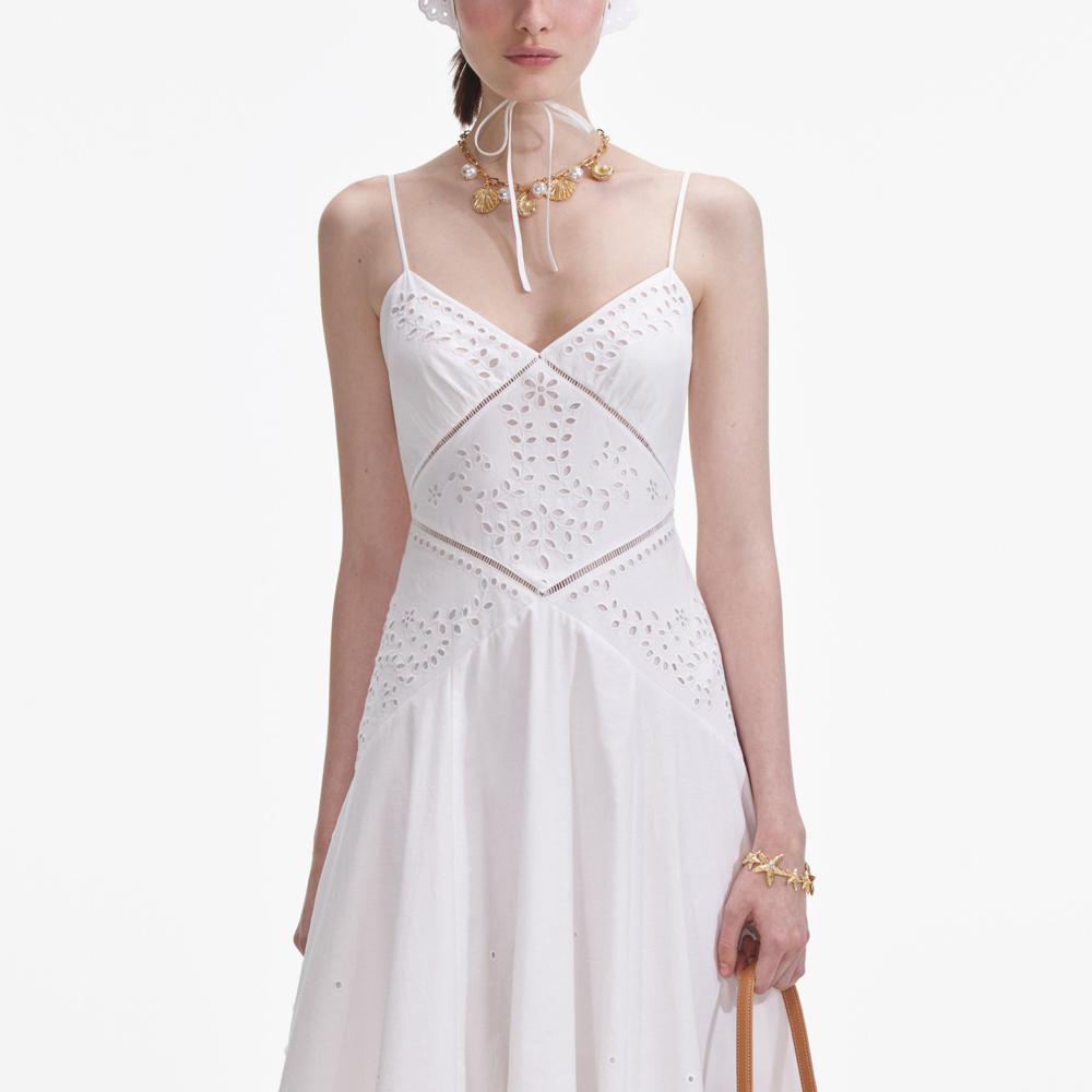 SP VIP PRICE White Cotton Embroidered Maxi Dress