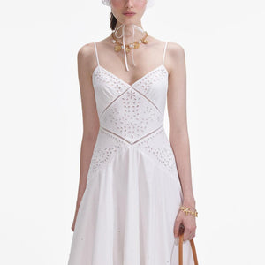 SP VIP PRICE White Cotton Embroidered Maxi Dress