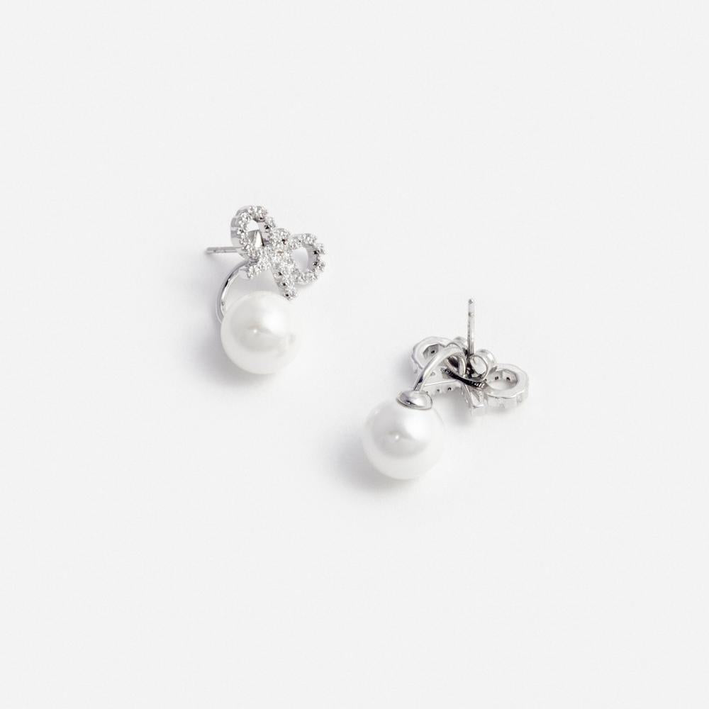 SP VIP PRICE Crystal Bow Pearl Jacket Earrings