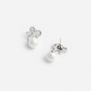 SP VIP PRICE Crystal Bow Pearl Jacket Earrings