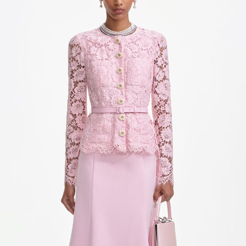 SP VIP PRICE Pink Tailored Lace Midi Dress