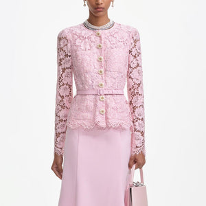 SP VIP PRICE Pink Tailored Lace Midi Dress