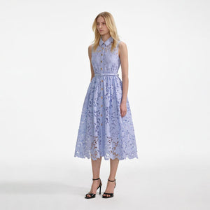 SP VIP PRICE Blue Lace Sleeveless Midi Dress