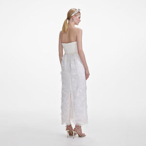 SELF PORTRAIT SS25 VIP PRICE White Organza Bandeau Midi Dress