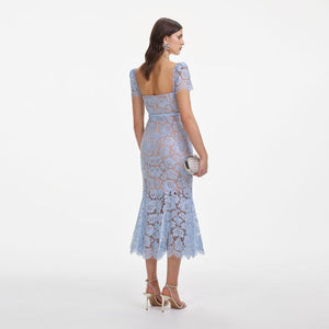 SP VIP PRICE Blue Fine Lace Midi Dress