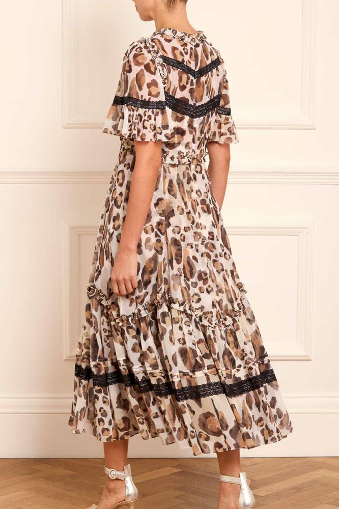 Needle & Thread CYBER SALE Leopard Sonata Georgette Ballerina Dress - multi