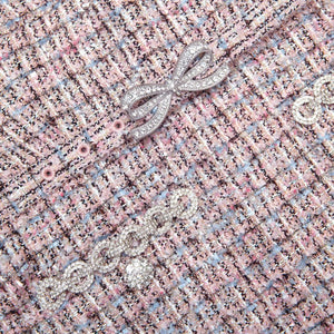 SP VIP PRICE Pink Boucle Chiffon Midi Dress