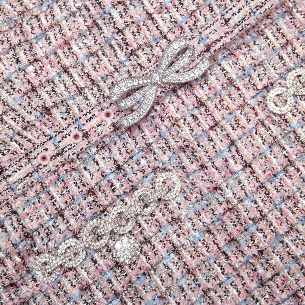 SP VIP PRICE Pink Boucle Chiffon Midi Dress