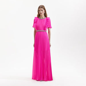 SELF PORTRAIT BLACK FRIDAY SALE Pink Chiffon Diamante Maxi Dress