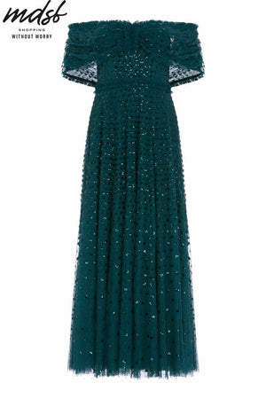 Needle & Thread CHRISTMAS SALE Grace Off-Shoulder Ankle Gown - green