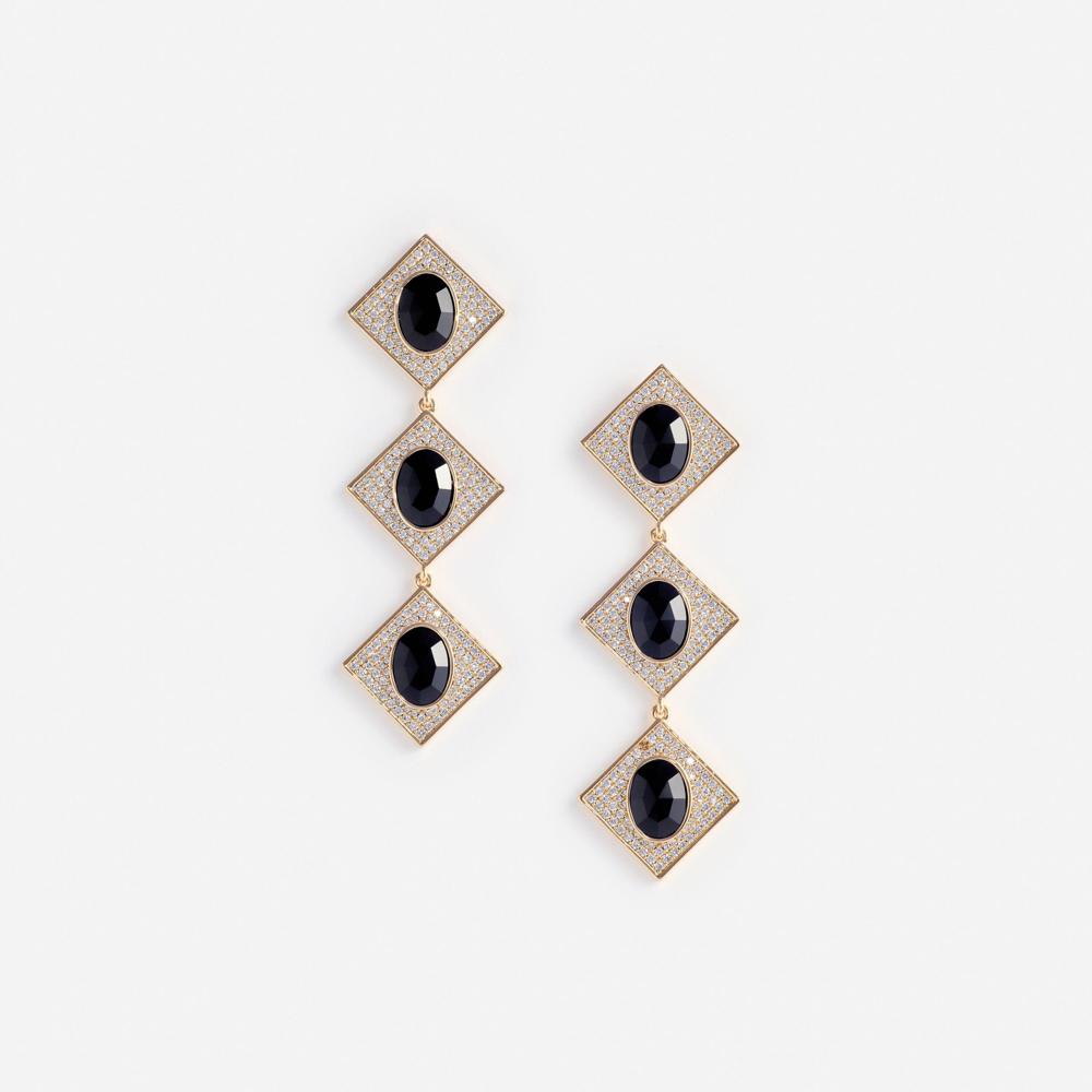 SP VIP PRICE Gold Crystal Black Tiered Earrings