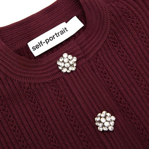 SP VIP PRICE Burgundy Pointelle Knit Midi Dress