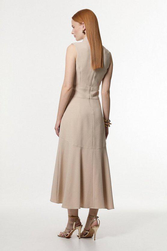 Karen Millen UK SALE Tall Compact Stretch Essential High Low Midi Dress