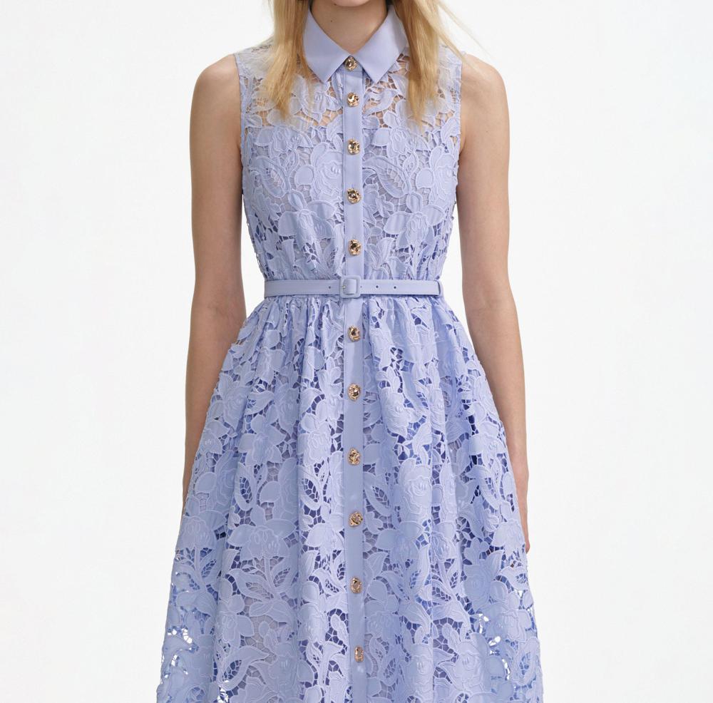 SP VIP PRICE Blue Lace Sleeveless Midi Dress