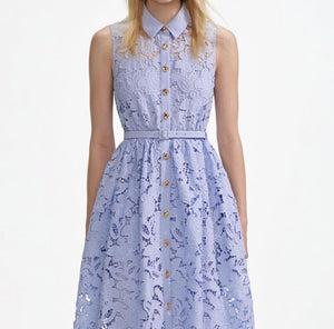 SP VIP PRICE Blue Lace Sleeveless Midi Dress