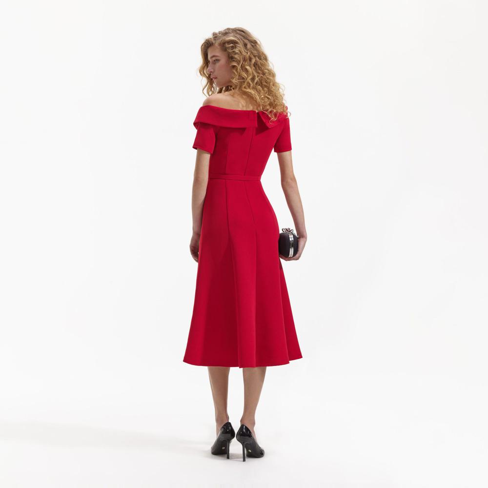 SELF PORTRAIT BLACK FRIDAY SALE Red Tailored Crepe Midi Dress