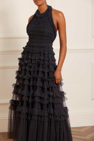 Needle & Thread CYBER SALE Lisette Ruffle Halter Neck Gown - black