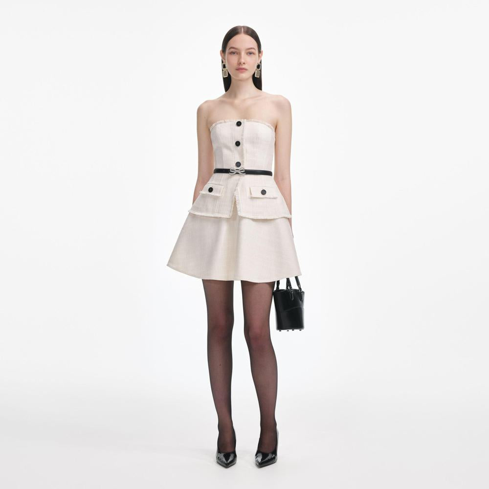 SP VIP PRICE Cream Boucle Bandeau Mini Dress