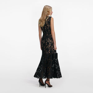 SP VIP PRICE Black Guipure Lace Midi Dress