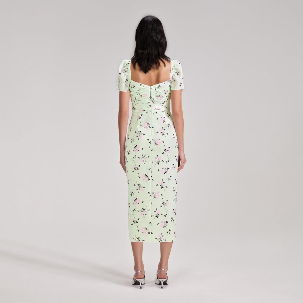 SELF PORTRAIT BLACK FRIDAY SALE Green Floral Print Iris Midi Dress