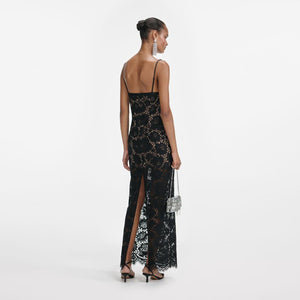 SP VIP PRICE Black Floral Lace Maxi Dress