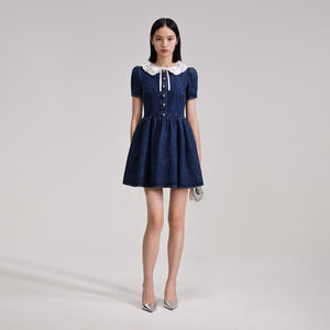 SELF PORTRAIT BLACK FRIDAY SALE Lace Collar Denim Mini Dress