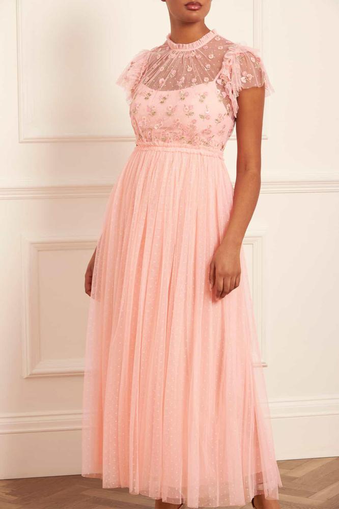 Needle & Thread CYBER SALE Rococo Bodice Ankle Gown - coral