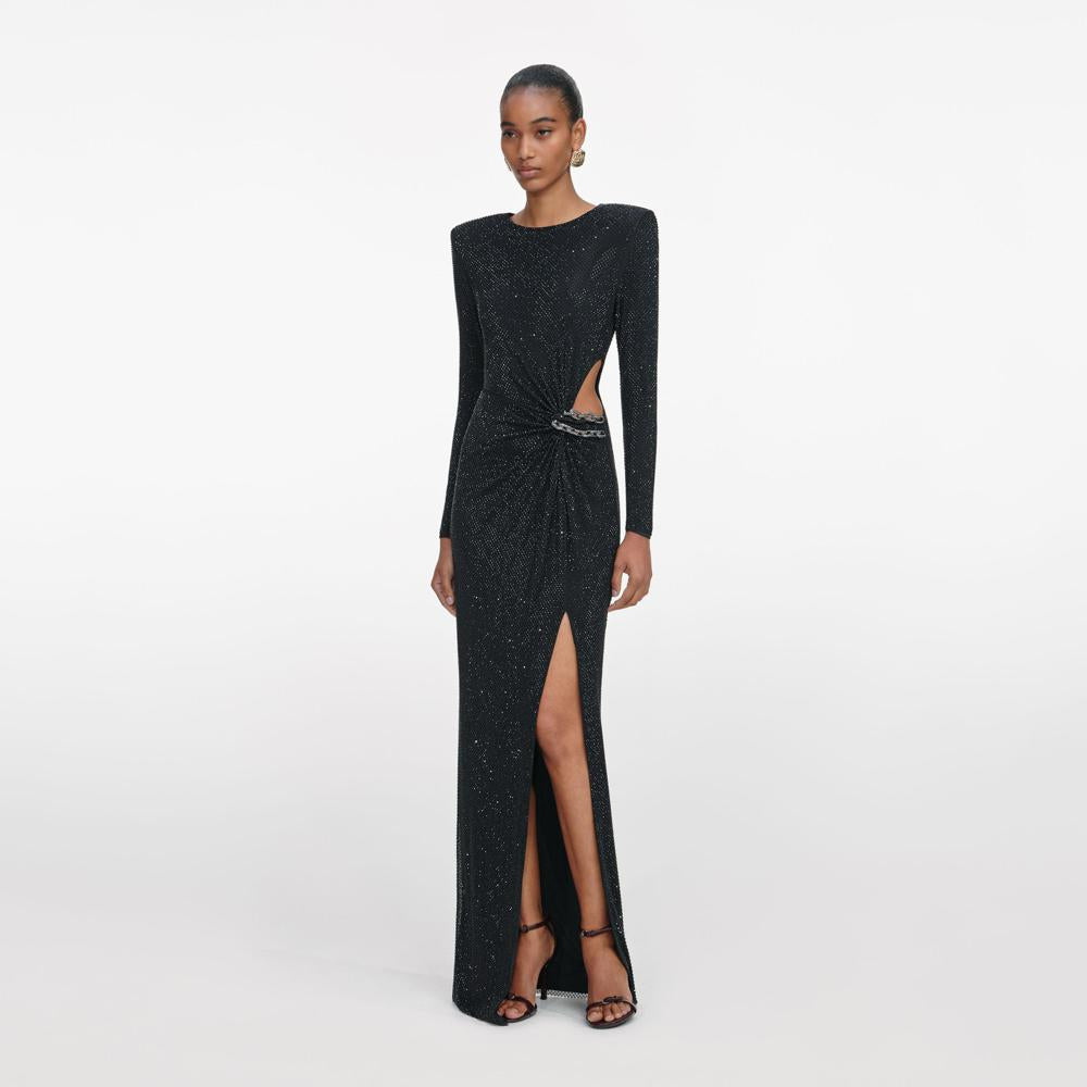 SP VIP PRICE Black Rhinestone Embellished Maxi Dress