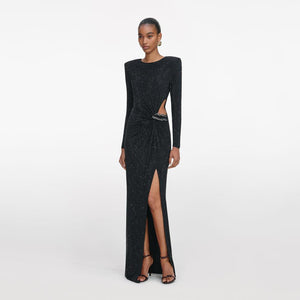 SP VIP PRICE Black Rhinestone Embellished Maxi Dress