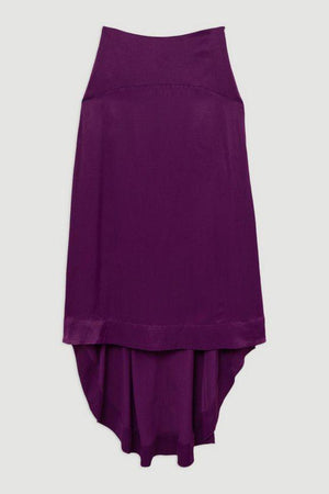 Karen Millen UK SALE Satin Pleated Woven Midaxi Skirt - purple