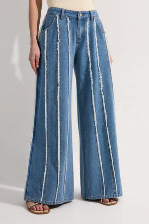 Karen Millen UK SALE Petite Denim Tassel Detail Wide Leg Jeans