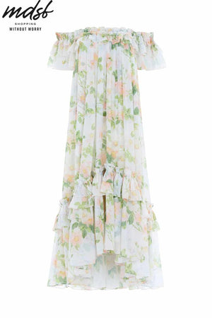 Needle & Thread PO and SALE Immortal Rose Aria Chiffon Off-Shoulder Ankle Gown - multi