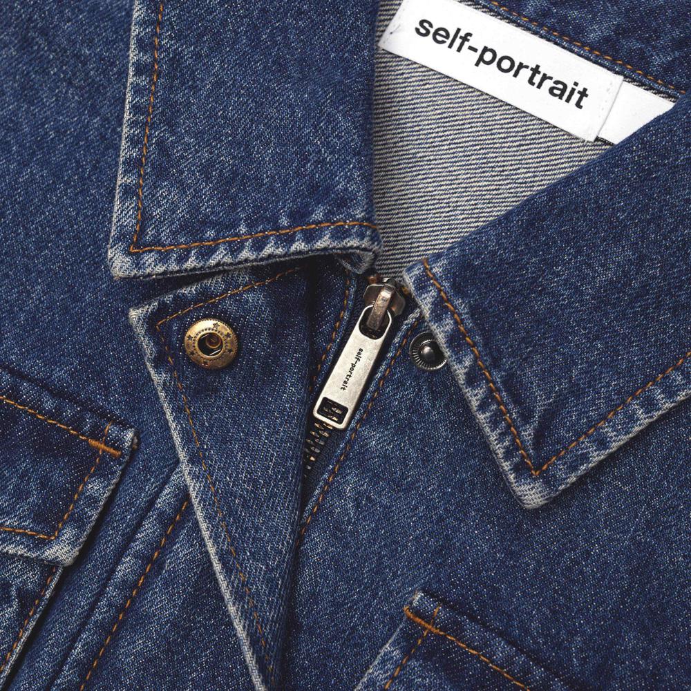 SELF PORTRAIT SS24 Denim Utility Cropped Jacket