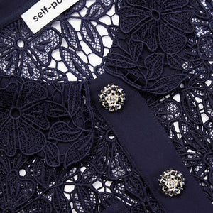 SELF PORTRAIT BLACK FRIDAY SALE Navy Guipure Lace Top