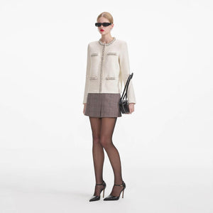 SP VIP PRICE Cream Textured Knit Embellished Cardigan