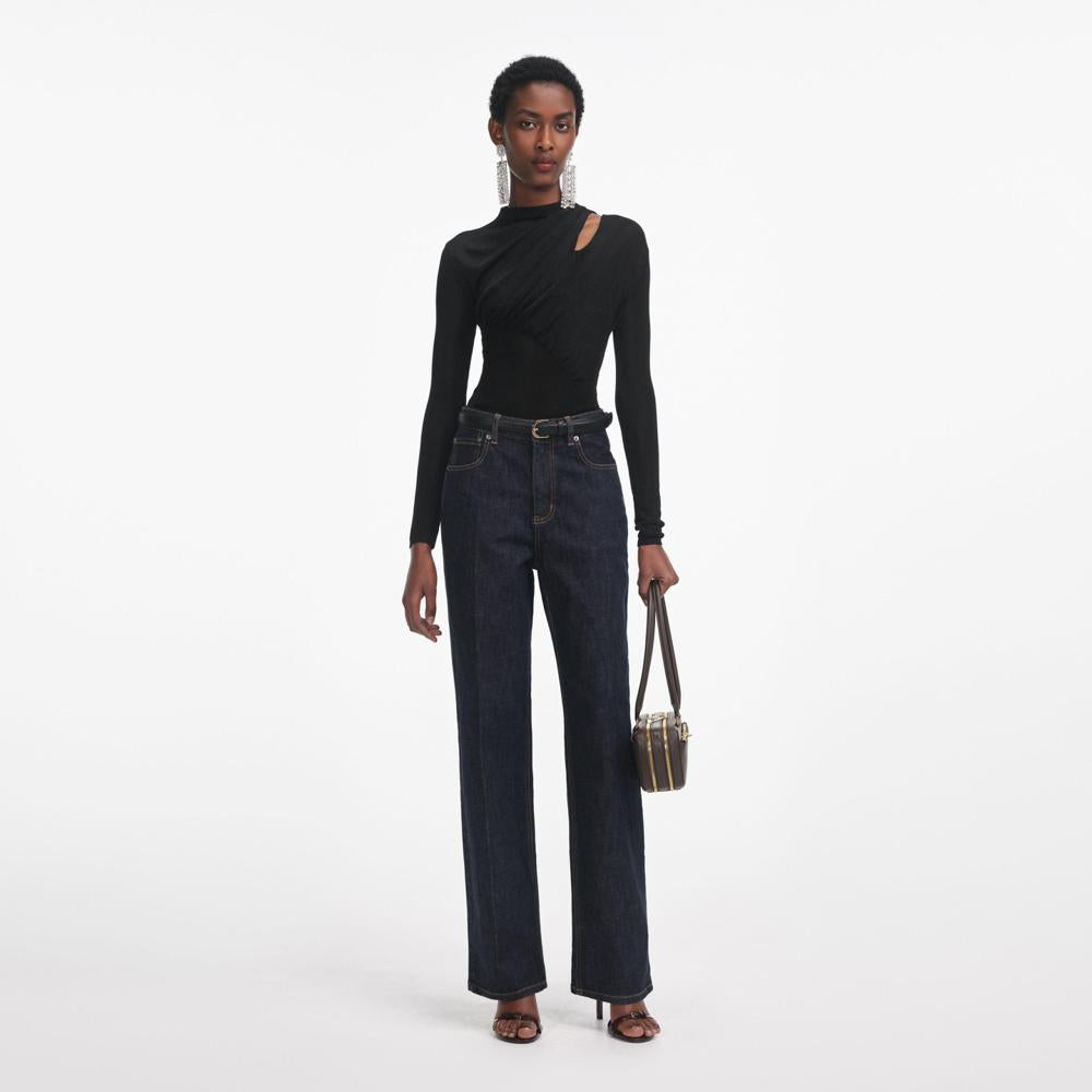 SP VIP PRICE Black Cut Out Viscose Knit Top